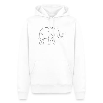 Silent Elephant Silhouette in Minimal Flowing Line - Men’s Premium Organic Hoodie - white - Front - Nico (187cm)