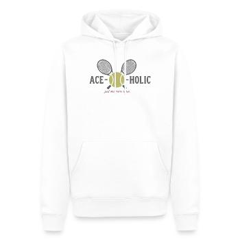 Tennis Ace-o-holic Fun T-Shirt, Mug, Cap - Men’s Premium Organic Hoodie - white - Front - Nico (187cm)