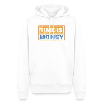 Zeit ist Geld: Kontrasttypografie - Männer Premium Bio Hoodie - Weiß - Vorne - Nico (187cm)