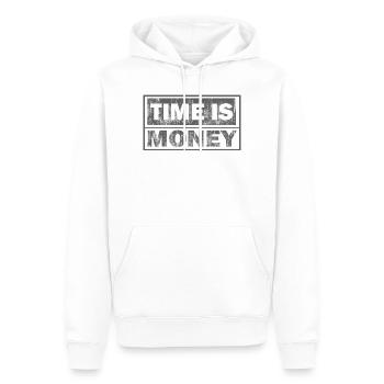Zeit ist Geld: Text mit zwei Zeilen - Männer Premium Bio Hoodie - Weiß - Vorne - Nico (187cm)