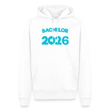 Bachelor 2026 Abschluss Promotion Sponsion - Männer Premium Bio Hoodie - Weiß - Vorne - Nico (187cm)