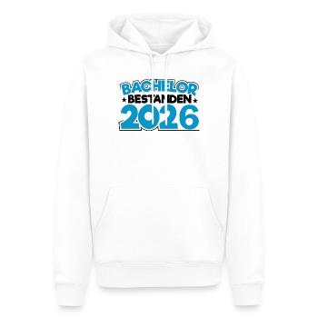 Bachelor 2026 Abschluss Promotion Sponsion - Männer Premium Bio Hoodie - Weiß - Vorne - Nico (187cm)