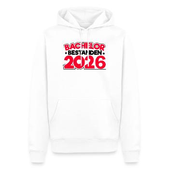 Bachelor 2026 Abschluss Promotion Sponsion - Männer Premium Bio Hoodie - Weiß - Vorne - Nico (187cm)