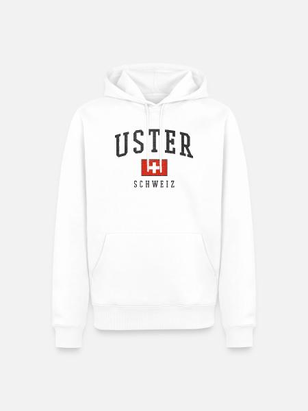 Uster Schweiz – Flaggenmotiv mit Lokalstolz - Männer Premium Bio Hoodie - Weiß