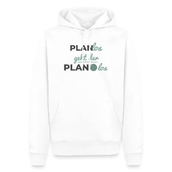 Le plan commence de manière désordonnée – Scandinave Soft Typography - Sweat à capuche Premium bio Homme - blanc - Devant - Nico (187cm)