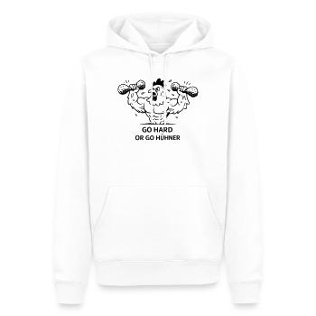 Pumpen Fitness Go Hard or go Hühner - Männer Premium Bio Hoodie - Weiß - Vorne - Nico (187cm)