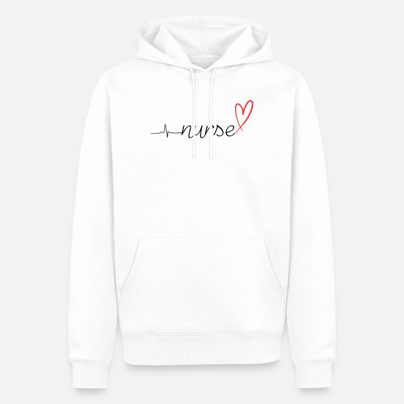 Nurse Heartbeat EKG Stethoscope Script Design - Männer Premium Bio Hoodie - Weiß