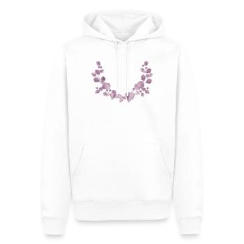 Branches délicates d’eucalyptus en illustration rose crepusculaire - Sweat à capuche Premium bio Homme - blanc - Devant - Nico (187cm)