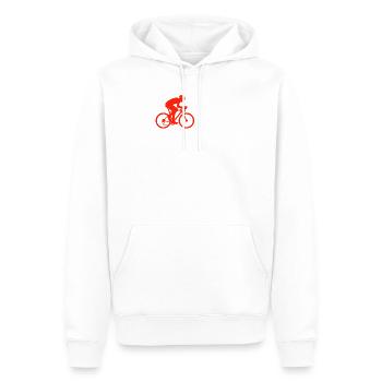 BATTEMENT DE CŒUR VÉLO DE ROUTE – VITESSE DE VÉLO ! Tournée - Sweat à capuche Premium bio Homme - blanc - Devant - Nico (187cm)