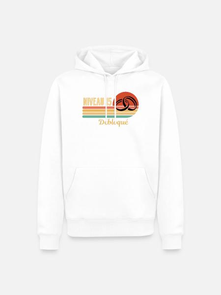 Level 15 Freigeschaltetes Retro-Grafikdesign - Männer Premium Bio Hoodie - Weiß