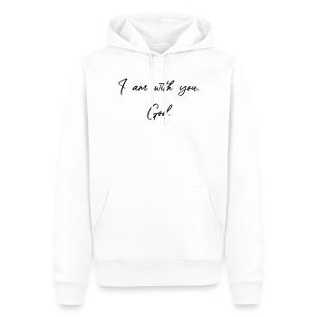Je suis avec toi, Dieu - Dons chrétiens - Sweat à capuche Premium bio Homme - blanc - Devant - Nico (187cm)