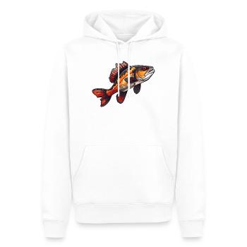 Poisson de dessins animés perches - Sweat à capuche Premium bio Homme - blanc - Devant - Nico (187cm)