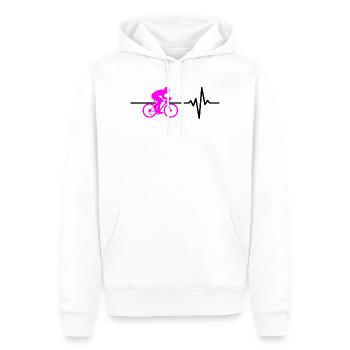 VÉLO DE ROUTE VÉLO BATTEMENT DE CŒUR VÉLO ROSE - Sweat à capuche Premium bio Homme - blanc - Devant - Nico (187cm)