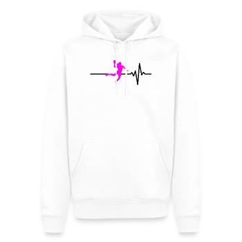 JOUEUR DE HANDBALL BATTEMENT DE BALLE ROSE ADRÉNALINE - Sweat à capuche Premium bio Homme - blanc - Devant - Nico (187cm)