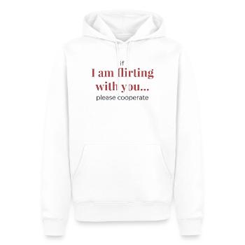 Si je flirte avec toi – Déclaration drôle - Sweat à capuche Premium bio Homme - blanc - Devant - Nico (187cm)