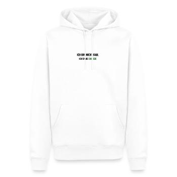 Ich bin nicht Faul, ich spare Energie - Männer Premium Bio Hoodie - Weiß - Vorne - Nico (187cm)