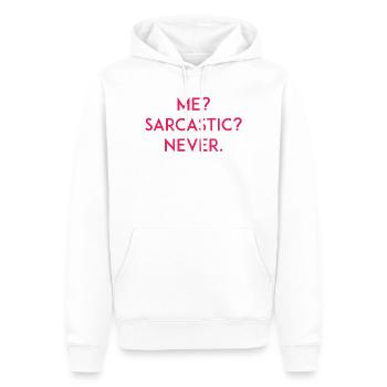 Ich? Sarkastisch? Niemals - Männer Premium Bio Hoodie - Weiß - Vorne - Nico (187cm)