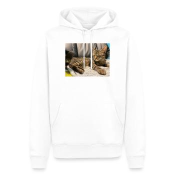 Gemütliche Tigerkatze im Licht - Männer Premium Bio Hoodie - Weiß - Vorne - Nico (187cm)