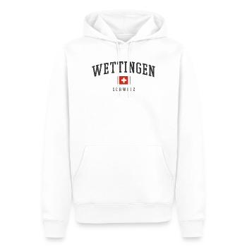 Wettingen – Schweizer Identität aus dem Aargau - Männer Premium Bio Hoodie - Weiß - Vorne - Nico (187cm)