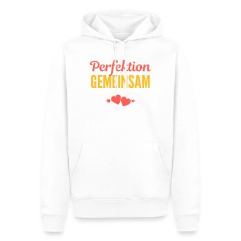 Perfektion Gemeinsam: Liebe im Team - Männer Premium Bio Hoodie - Weiß - Vorne - Nico (187cm)