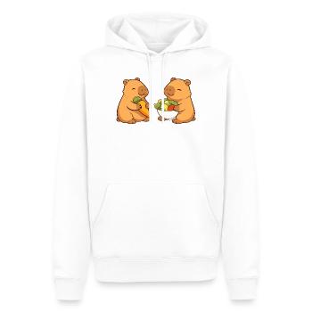 Couple capybara avec des légumes – détendu et mignon - Sweat à capuche Premium bio Homme - blanc - Devant - Nico (187cm)