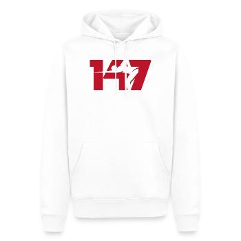 147 Snooker Icon (Red) - Men’s Premium Organic Hoodie - white - Front - Nico (187cm)