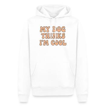 My Dog Thinks I'm Cool – Dog Saying - Men’s Premium Organic Hoodie - white - Front - Nico (187cm)