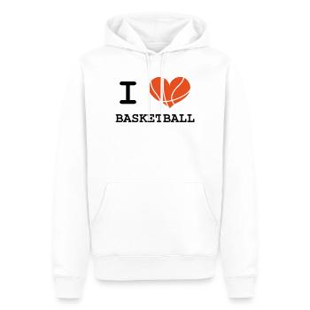 J'aime le basketball - Sweat à capuche Premium bio Homme - blanc - Devant - Nico (187cm)
