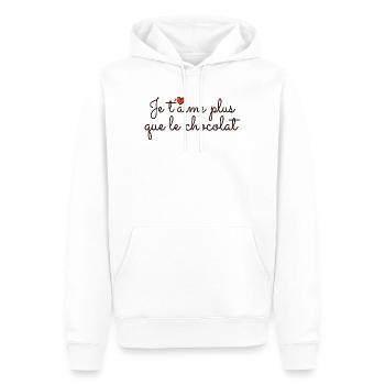 Je t'aime plus que le chocolat : Saint-Valentin - Sweat à capuche Premium bio Homme - blanc - Devant - Nico (187cm)