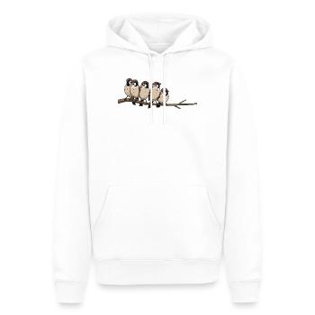 Cinq oiseaux sur une branche – Illustration mignonne - Sweat à capuche Premium bio Homme - blanc - Devant - Nico (187cm)