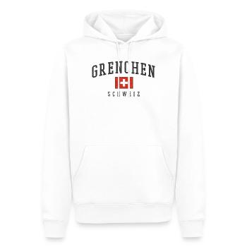 Grenchen Schweiz Vintage Emblem - Männer Premium Bio Hoodie - Weiß - Vorne - Nico (187cm)