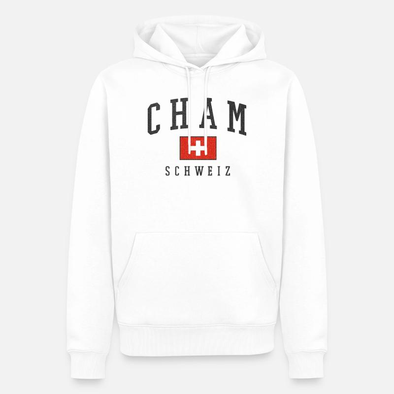 Style du drapeau suisse cham - Sweat à capuche Premium bio Homme - blanc
