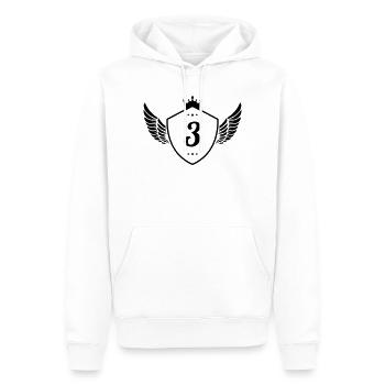 3 Blason - Sweat à capuche Premium bio Homme - blanc - Devant - Nico (187cm)