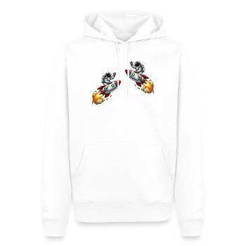 Aventure de la fusée astronaute - Sweat à capuche Premium bio Homme - blanc - Devant - Nico (187cm)