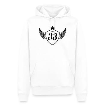 33 Wappen - Männer Premium Bio Hoodie - Weiß - Vorne - Nico (187cm)