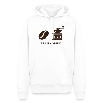 BEAN . GRIND . COFFEE . KAFFEE - Männer Premium Bio Hoodie - Weiß - Vorne - Nico (187cm)