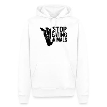 Silhouette de vache arrête de manger des animaux - Sweat à capuche Premium bio Homme - blanc - Devant - Nico (187cm)