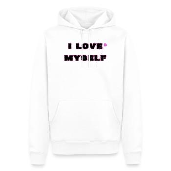 Self-love, I love myself - Men’s Premium Organic Hoodie - white - Front - Nico (187cm)