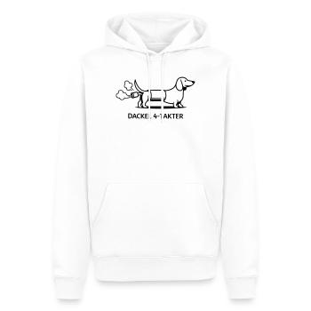 Teckel Quatre Temps - Sweat à capuche Premium bio Homme - blanc - Devant - Nico (187cm)
