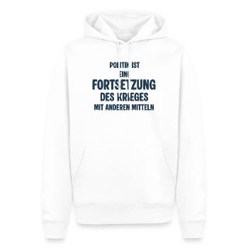 Politik als Fortsetzung des Krieges - Männer Premium Bio Hoodie - Weiß - Vorne - Nico (187cm)