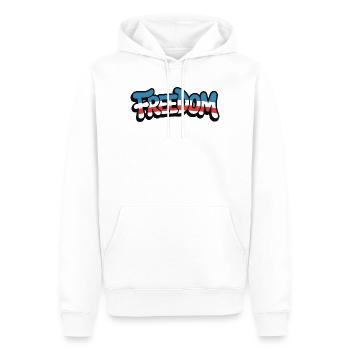 Freedom Typography Statement Design - Men’s Premium Organic Hoodie - white - Front - Nico (187cm)