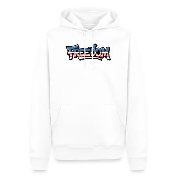 Freedom Typography Statement Design - Men’s Premium Organic Hoodie - white - Front - Nico (187cm)