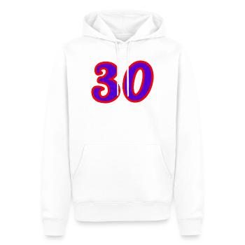 30. 30 ANS. 30e ANNIVERSAIRE. ANNIVERSAIRE 30 ANS. - Sweat à capuche Premium bio Homme - blanc - Devant - Nico (187cm)