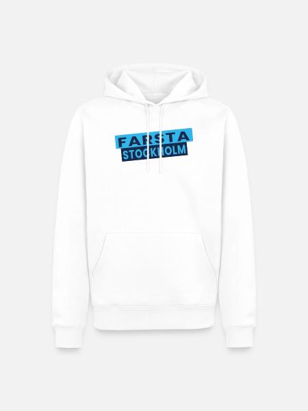 Farsta Stockholm Blaue Typografie-Layout - Männer Premium Bio Hoodie - Weiß
