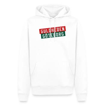 Guldheden Göteborg Streifenlogo - Männer Premium Bio Hoodie - Weiß - Vorne - Nico (187cm)
