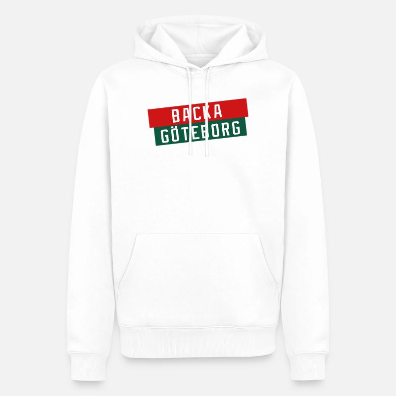 Backa Göteborg Diagonaltext - Sweat à capuche Premium bio Homme - blanc
