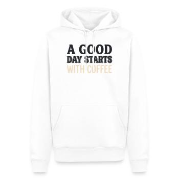 A Good Day Starts With Coffee - Motivations Spruch - Men’s Premium Organic Hoodie - white - Front - Nico (187cm)