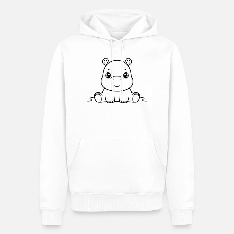 Süßes Baby Nilpferd Comic Outline - Männer Premium Bio Hoodie - Weiß
