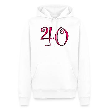 40. 40 ANS. 40e ANNIVERSAIRE. ANNIVERSAIRE 40 ANS. - Sweat à capuche Premium bio Homme - blanc - Devant - Nico (187cm)