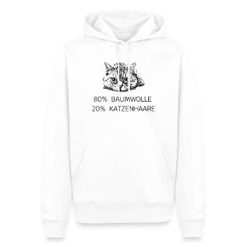 80% Baumwolle - 20% Katzenhaare  - Männer Premium Bio Hoodie - Weiß - Vorne - Nico (187cm)